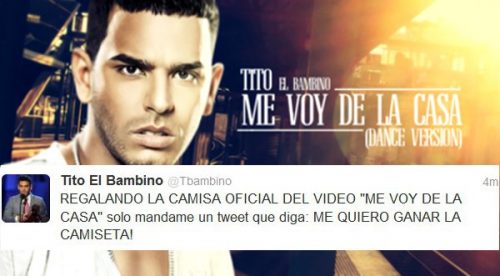 Tito el Bambino regalará una camiseta a sus seguidores