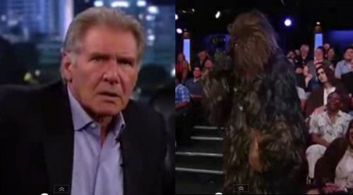 Video: Harrison Ford se puso a discutir con Chewbacca