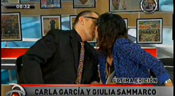 VIDEO: BETO ORTIZ Y CARLA GARCÍA SE  BESAN EN VIVO