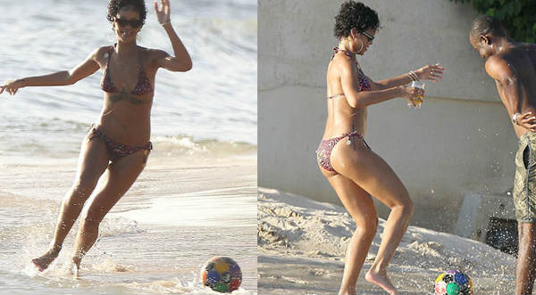 VIDEO: RIHANNA JUEGA FÚTBOL EN LA PLAYA