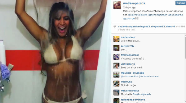 Melissa Paredes se unió al ‘baldazo de agua helada’ en sexy bikini- VIDEO