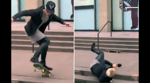 Justin Bieber sufre terrible caída en su skate- VIDEO