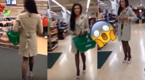 Bella mujer se desnuda en pleno supermercado para beber cerveza (VIDEO)