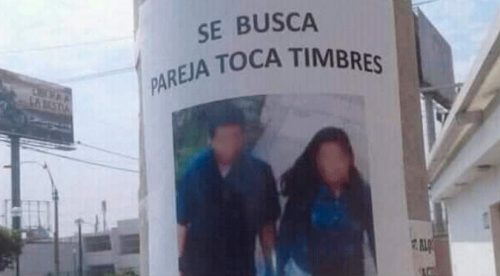 Aviso de pareja buscada por tocar timbres es viral