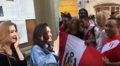 Rusas se alborotan por tomarse fotos con hinchas peruanos (VIDEO)