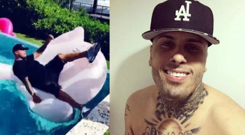 Nicky Jam cae a la piscina mientras celebra victoria de Colombia (VIDEO)