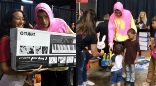 Bad Bunny se convierte en Papá Noel y cumplió el sueño de 30 mil niños (VIDEO)