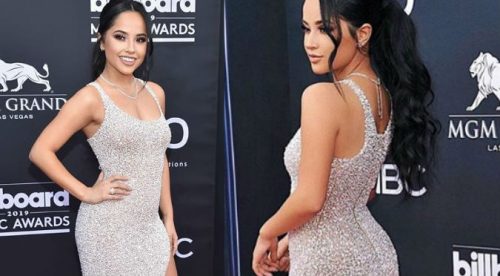 Becky G presume su aumento de glúteos en sexy vestido (VIDEO)