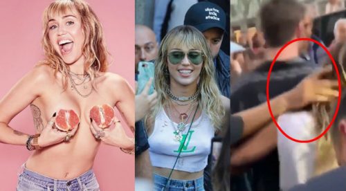 Hombre se lanza encima de Miley Cyrus y la besa sin su consentimiento