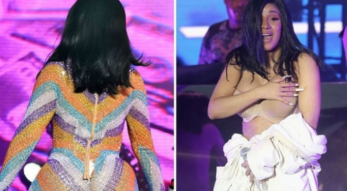 Cardi B: Vestuario se le rompe durante show y acaba mostrándolo todo (VIDEO)