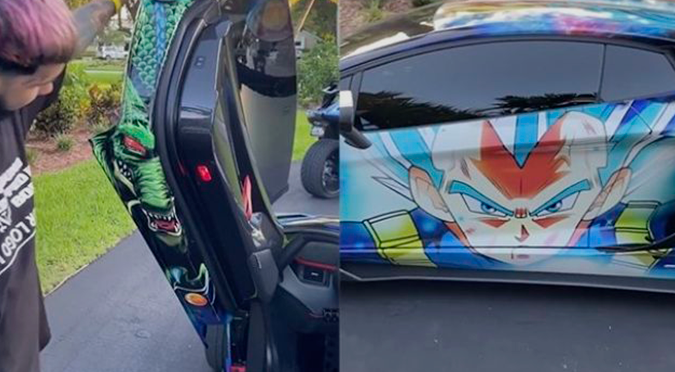 Anuel AA muestra su Lamborghini con diseños de “Dragon Ball” | VIDEO