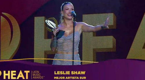Leslie Shaw vence a Tini y Anitta en la categoría ‘Mejor Artista Sur’ en Premios Heat 2020 | VIDEO