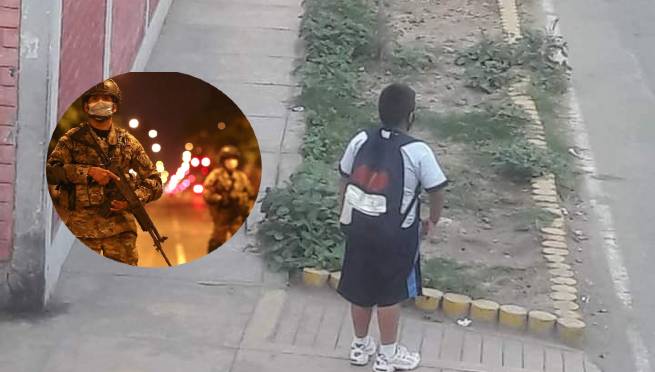 Niño va al colegio a pesar del toque de queda: «Alguien avísele» | FOTO