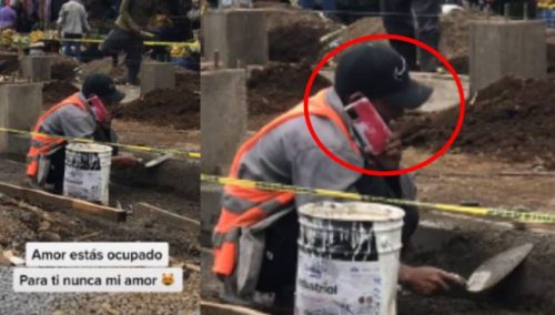 Hombre habla con su enamorada mientras tarrajea y se vuelve viral en redes: «Cuando se quiere, todo es posible» | VIDEO