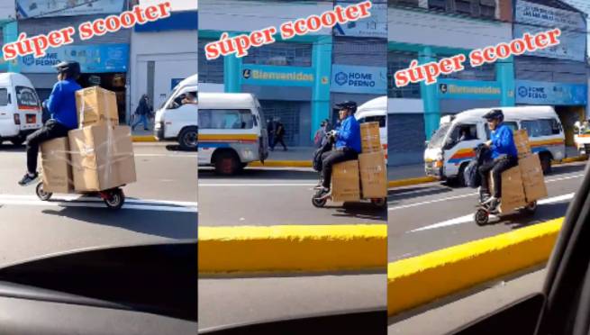 Joven usa scooter como transporte de carga para ahorrarse el taxi: «Llévenlo a la NASA» | VIDEO