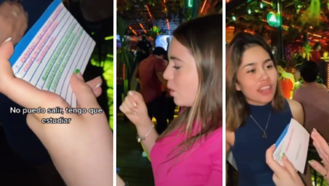 Joven debía estudiar para su examen, pero sale a una fiesta y sus amigas la ayudan a repasar | VIDEO