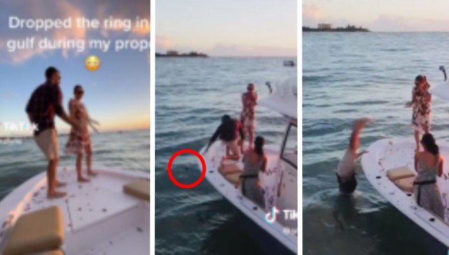 ¡Mala suerte! Le pide matrimonio a su pareja, pero el anillo se cae al mar | VIDEO