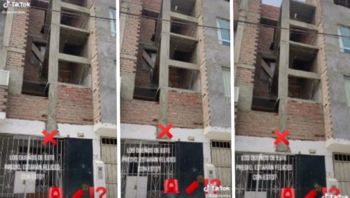Peruano levanta edificio con 1 sola columna y genera burlas: «Columna con conexión Bluetooth» | VIDEO