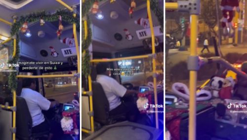 Chofer peruano decora su bus con adornos navideños y se vuelve viral: «Más adornado que mi casa»