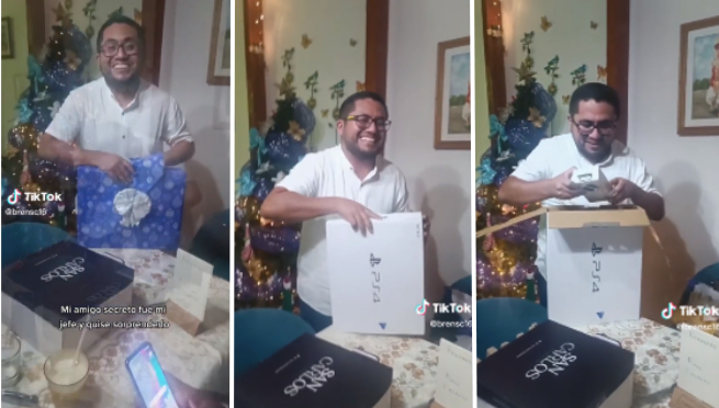 Descubre que su amigo secreto es su jefe y le juega una cruel broma con la caja de un PS4 | VIDEO