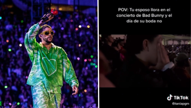 Mujer critica a su esposo por no llorar en su boda, pero sí en el concierto de Bad Bunny | VIDEO