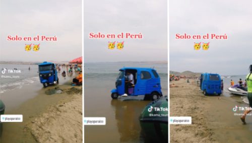 Mototaxi hace «carrera» hasta la playa y bañistas quedan en shock | VIDEO