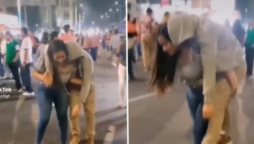 Joven es sensación por cargar en su espalda a su enamorado tras una fiesta: «Un amor así vale mucho» | VIDEO