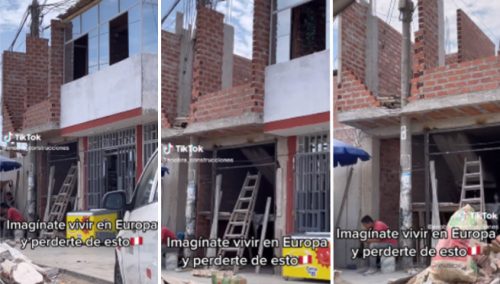 Albañiles peruanos implementan un poste de alumbrado público en el interior de una casa | VIDEO