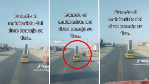 Taxista peruano es captado transportando un refrigerador en el techo de su tico | VIDEO