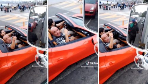 Dueño de «Mi Barrunto» se luce con su Ferrari y canta tema de Chacalón | VIDEO