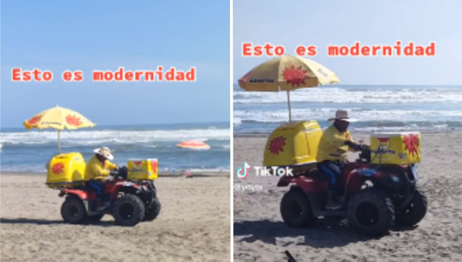 Heladero es sensación por llegar con cuatrimoto a playa peruana: «Rápidos y D’Onofrios» | VIDEO