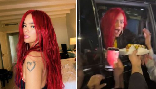 Karol G se llevó el «hot dog» de una fanática que le pedía una foto | VIDEO