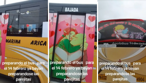 Chofer decora su vehículo con corazones por el Día de San Valentín: “Falta que el cobrador sea cupido”