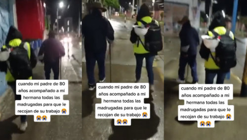 Señor de 80 años se levanta todas las madrugadas para embarcar a su hija y enternece a miles