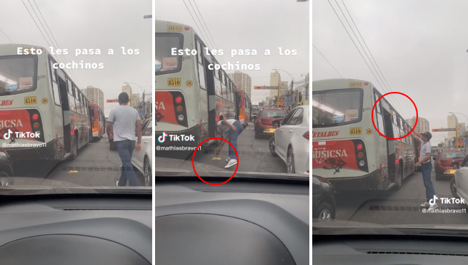 Pasajero de un micro lanza una cáscara de plátano, pero un transeúnte se la devuelve: «Bien hecho» | VIDEO