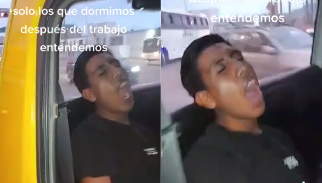 Se queda dormido con la boca abierta en el micro y se vuelve viral: “Está gritando en sus sueños”