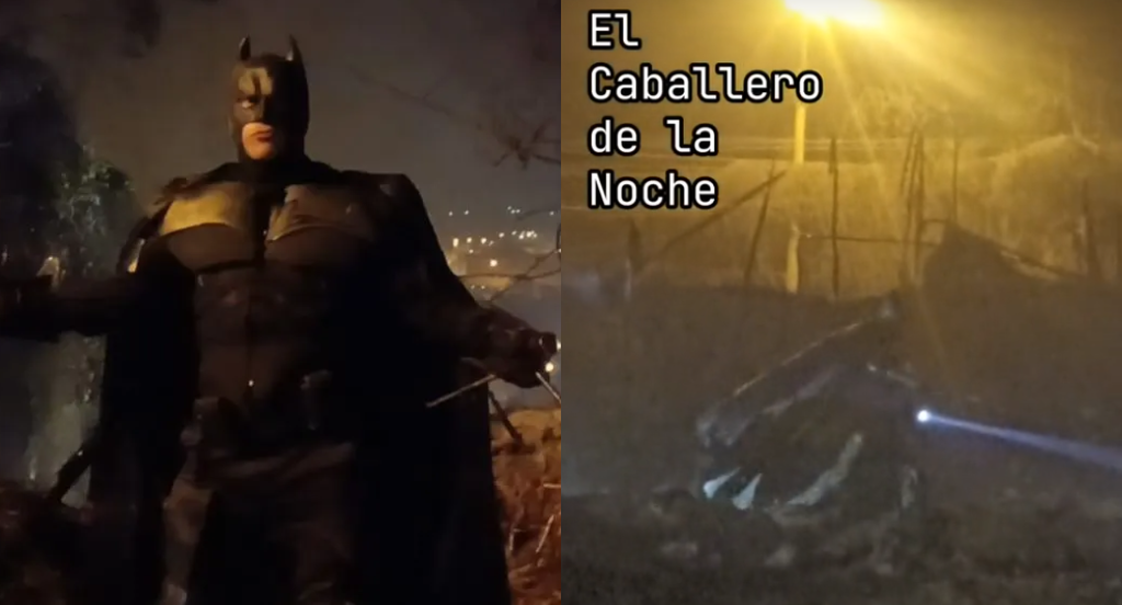 ‘Batman’ es captado ayudando a sofocar un incendio en Huampani y se vuelve viral