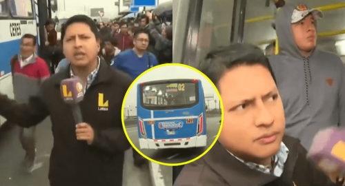 Reportero queda ATRAPADO en bus durante enlace EN VIVO sobre el paro de transportistas