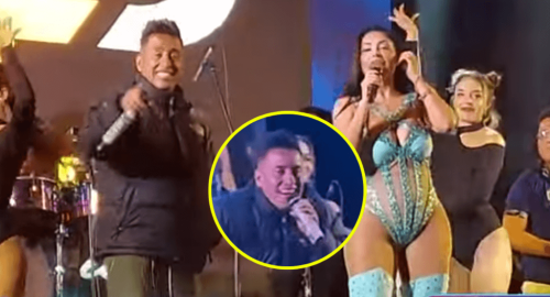 Christian Cueva es captado cantando ebrio en show de Pamela Franco: “Subió para dar vergüenza”